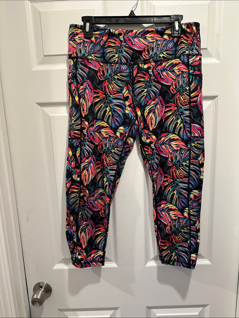 Constantly Varied Gear Kids Black Multicolor Tropical Leaf Leggings